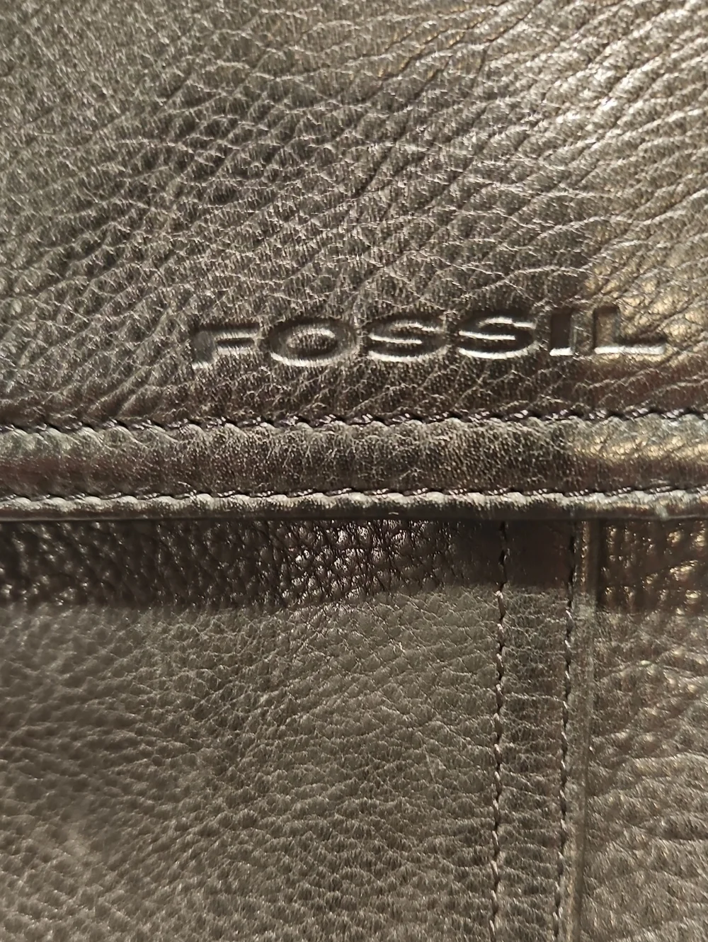 Vintage Fossil Black Pebbled Leather Crossbody Organizer Bag 8